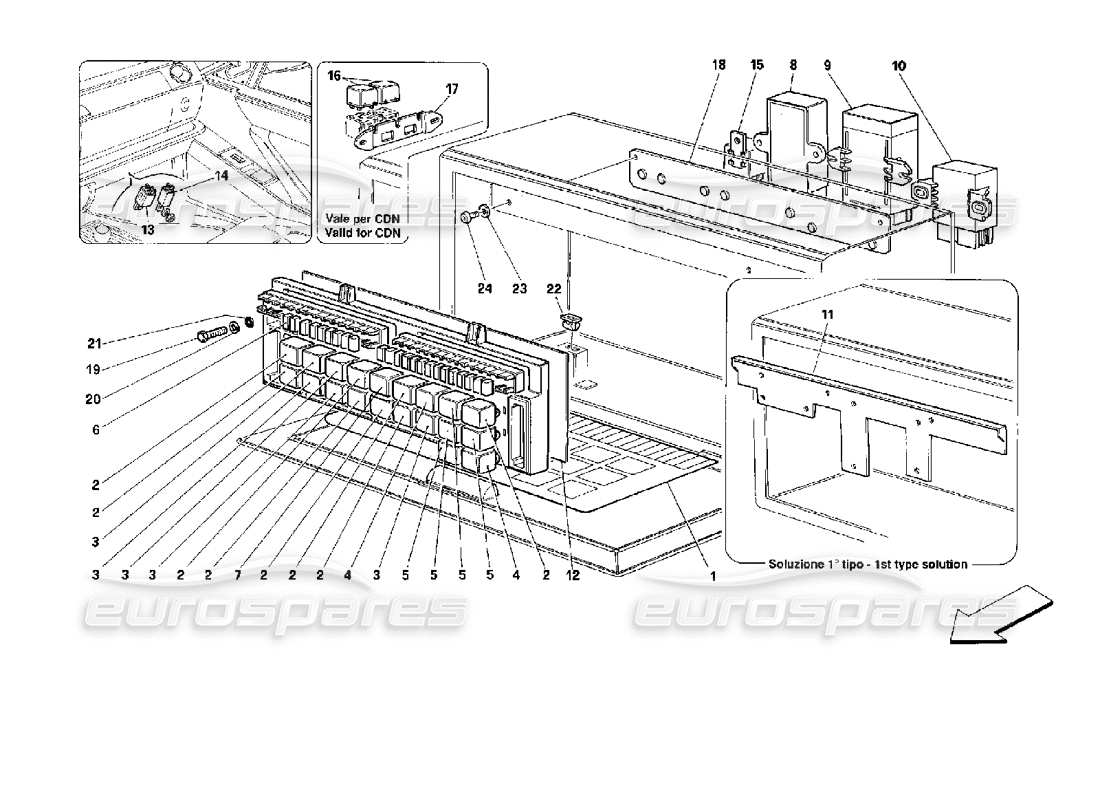 ferrari 512 tr diagramma delle parti di valvole e relè