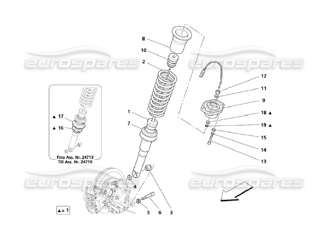 maserati qtp. (2006) 4.2 diagramma delle parti delle parti della sospensione posteriore