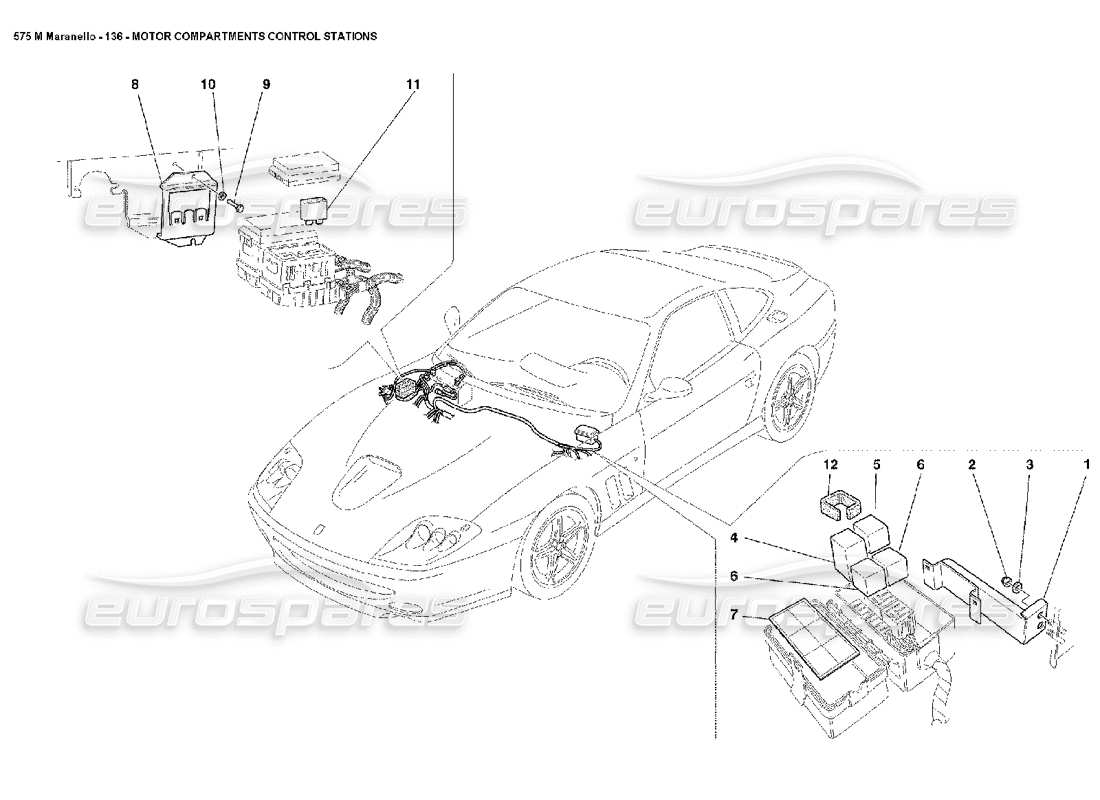 ferrari 575m maranello diagramma delle parti delle stazioni di controllo dei vani motore