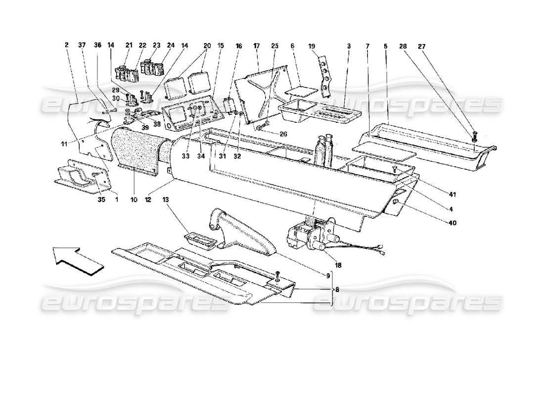 ferrari 512 tr tunnel centrale -valido per gli usa- diagramma delle parti