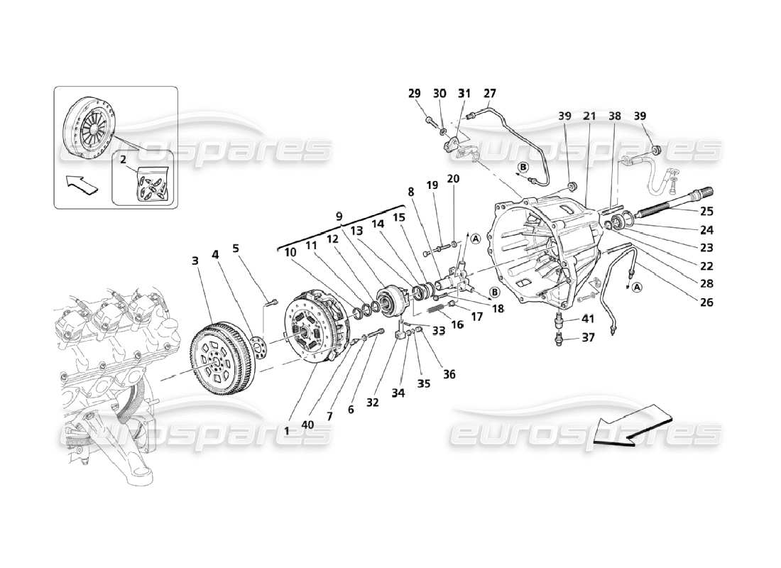 maserati qtp. (2006) 4.2 schema delle parti del disco frizione e dell'alloggiamento per il cambio f1