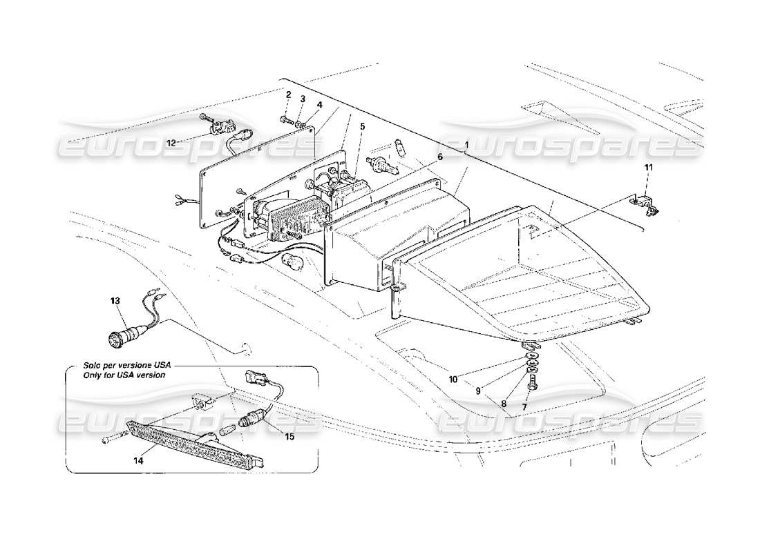 ferrari f40 diagramma delle parti dei fari anteriori