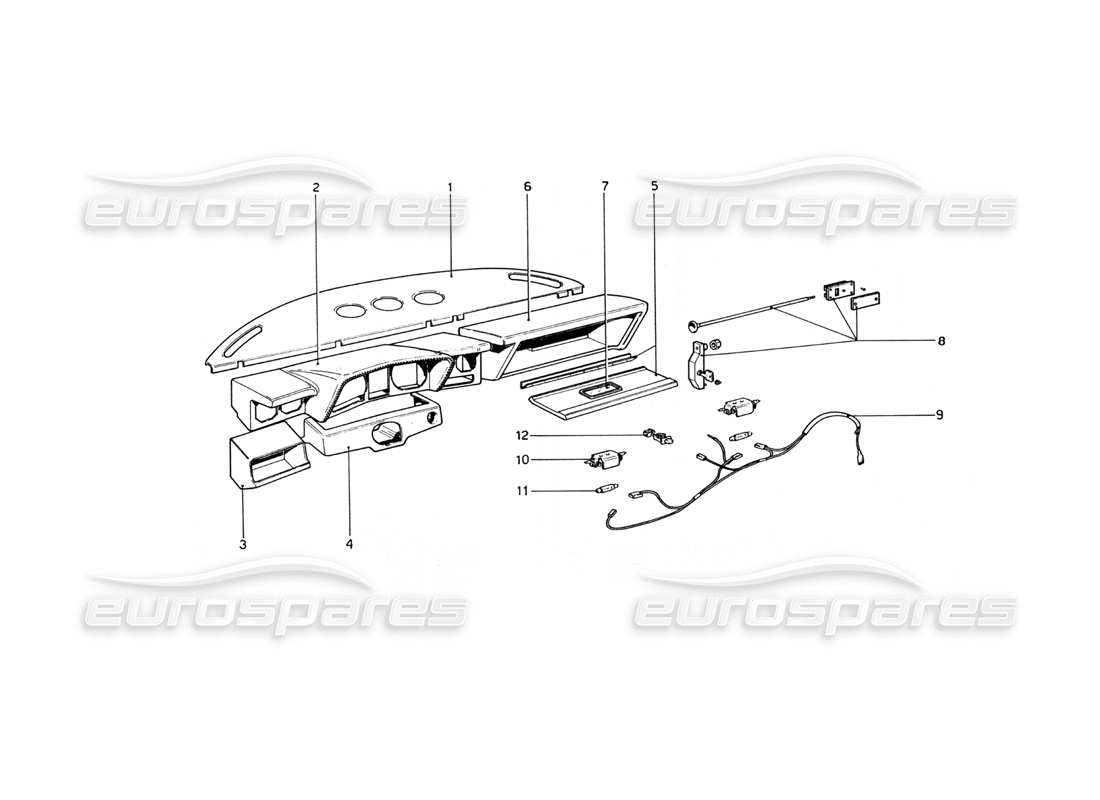 ferrari 365 gt4 berlinetta boxer pannello degli strumenti diagramma delle parti