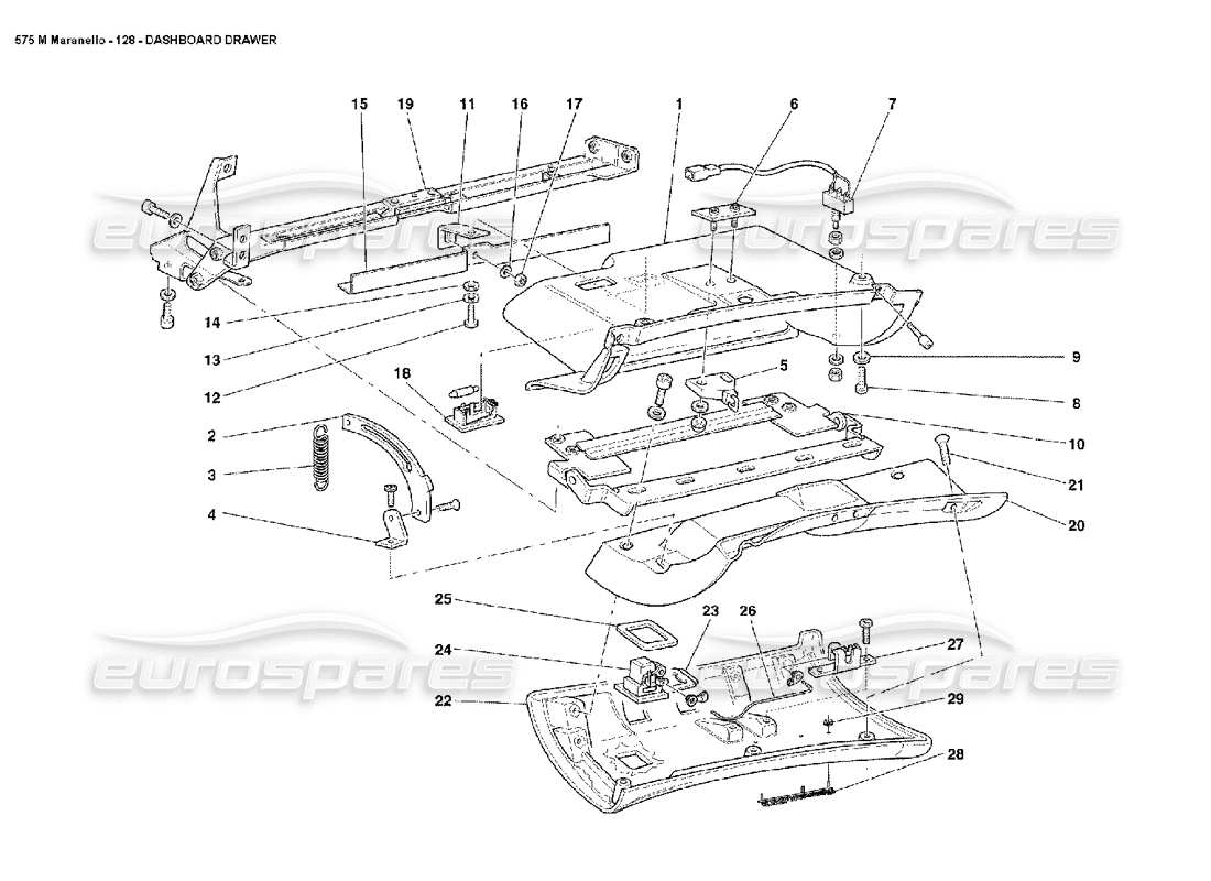 ferrari 575m maranello diagramma delle parti del cassetto del cruscotto