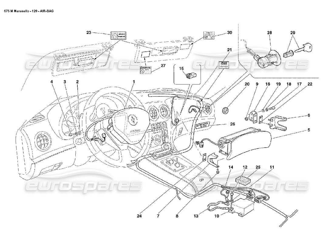 ferrari 575m maranello diagramma delle parti dell'airbag