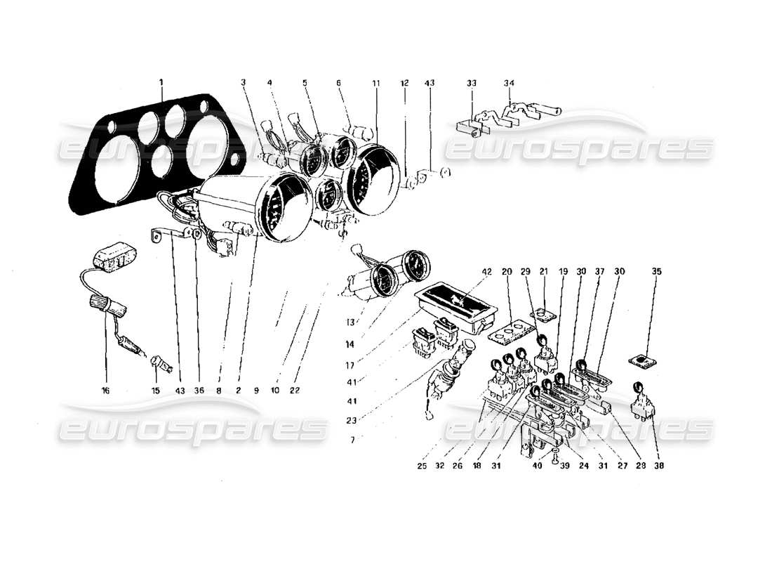 ferrari 308 quattrovalvole (1985) strumenti e accessori diagramma delle parti