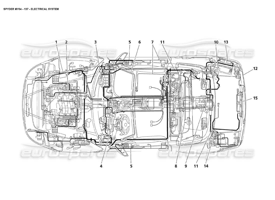 maserati 4200 spyder (2004) schema delle parti dell'impianto elettrico