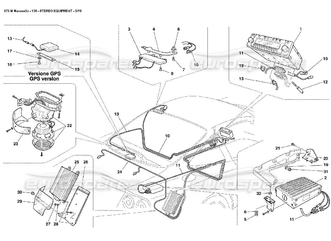 ferrari 575m maranello diagramma delle parti gps dell'apparecchiatura stereo