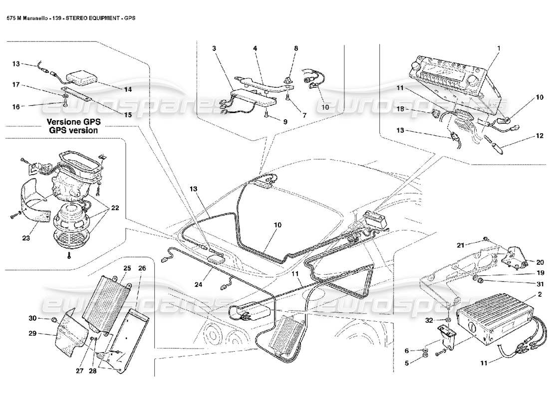 ferrari 575m maranello diagramma delle parti gps dell'apparecchiatura stereo