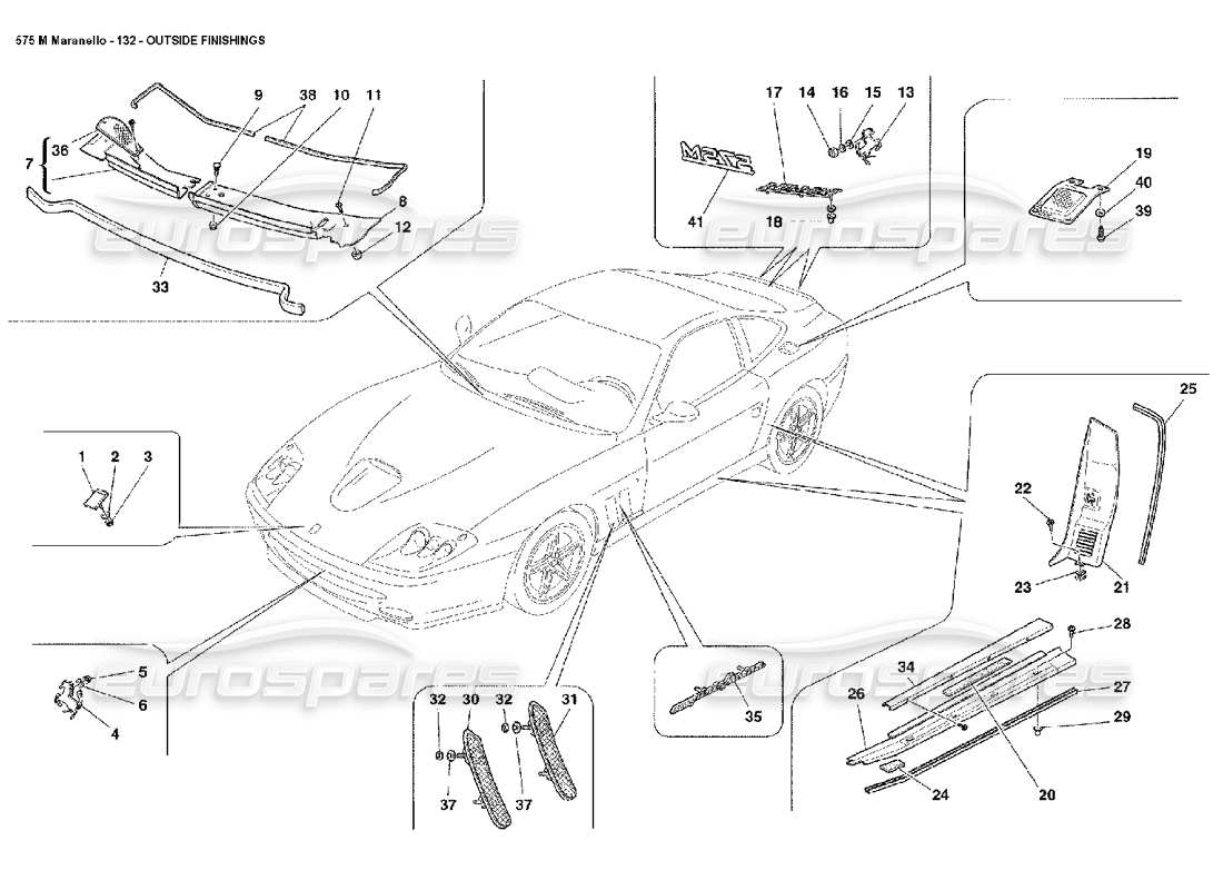 ferrari 575m maranello diagramma delle parti delle finiture esterne