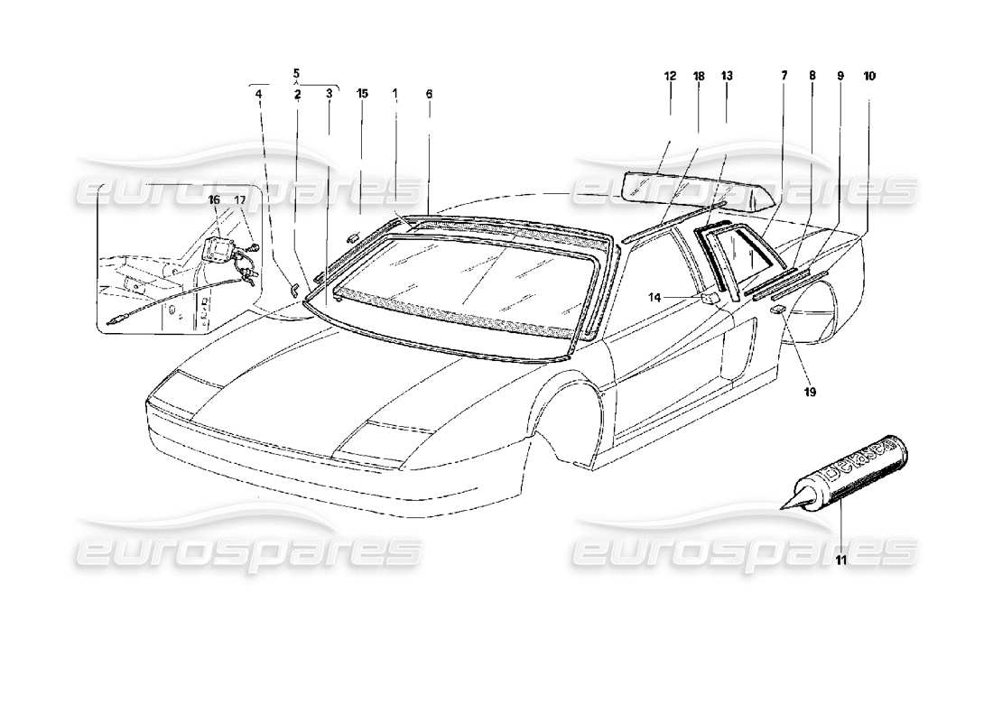 ferrari 512 tr diagramma delle parti di windows