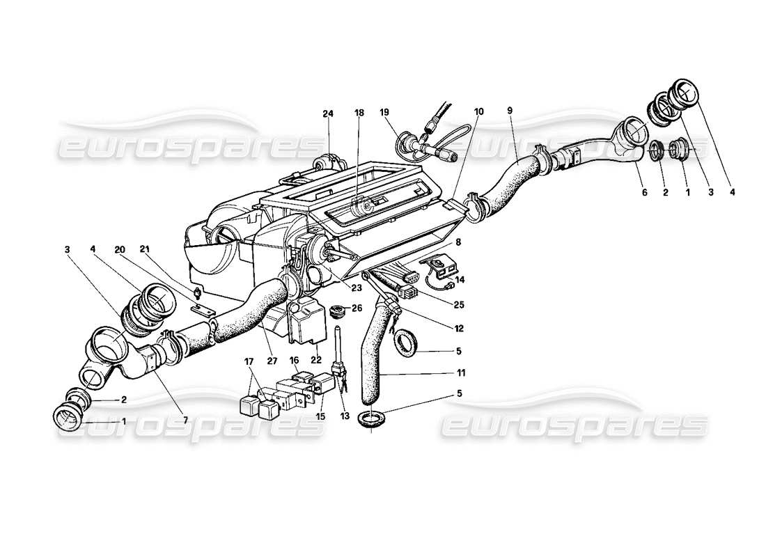 ferrari testarossa (1990) unità di riscaldamento diagramma delle parti