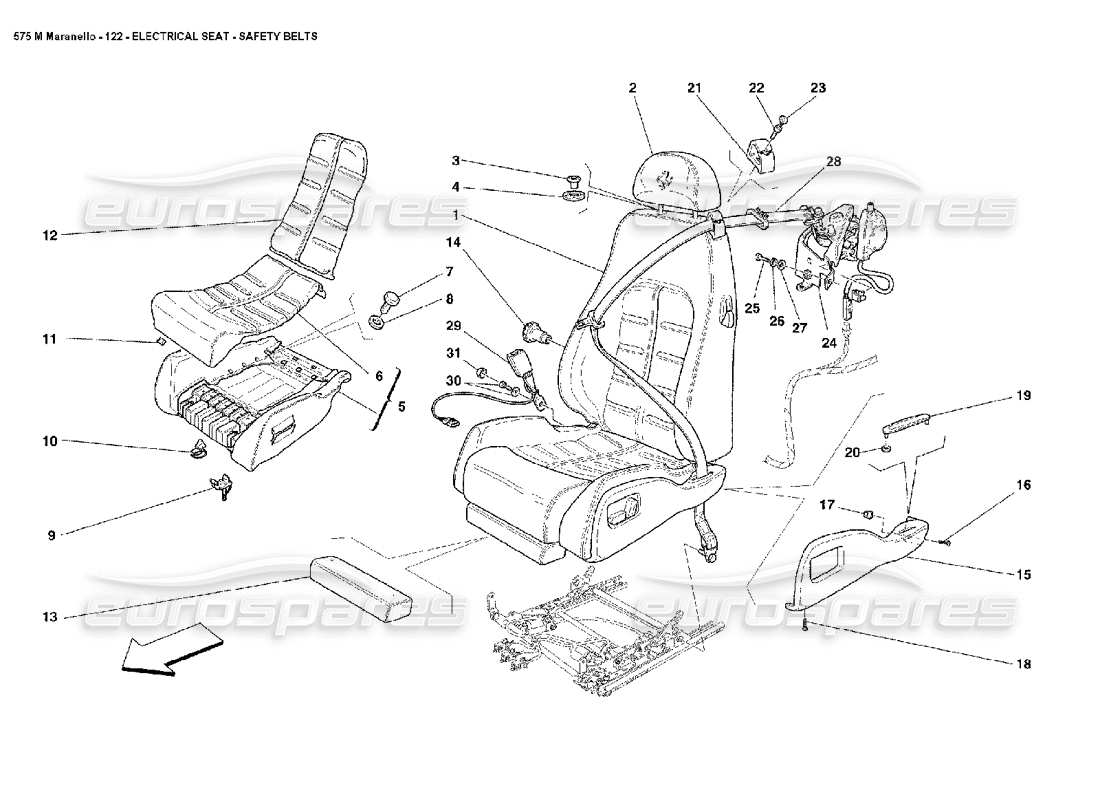 ferrari 575m maranello diagramma delle parti delle cinture di sicurezza elettriche