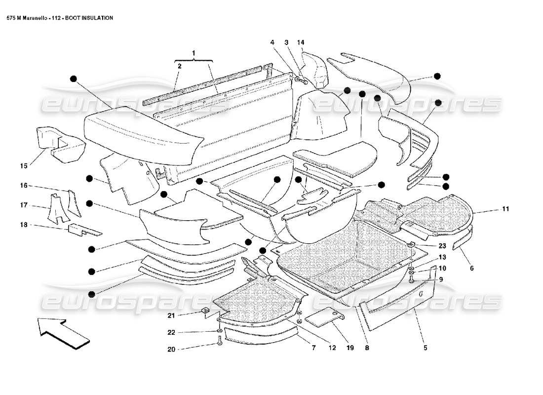 ferrari 575m maranello diagramma delle parti dell'isolamento dello stivale