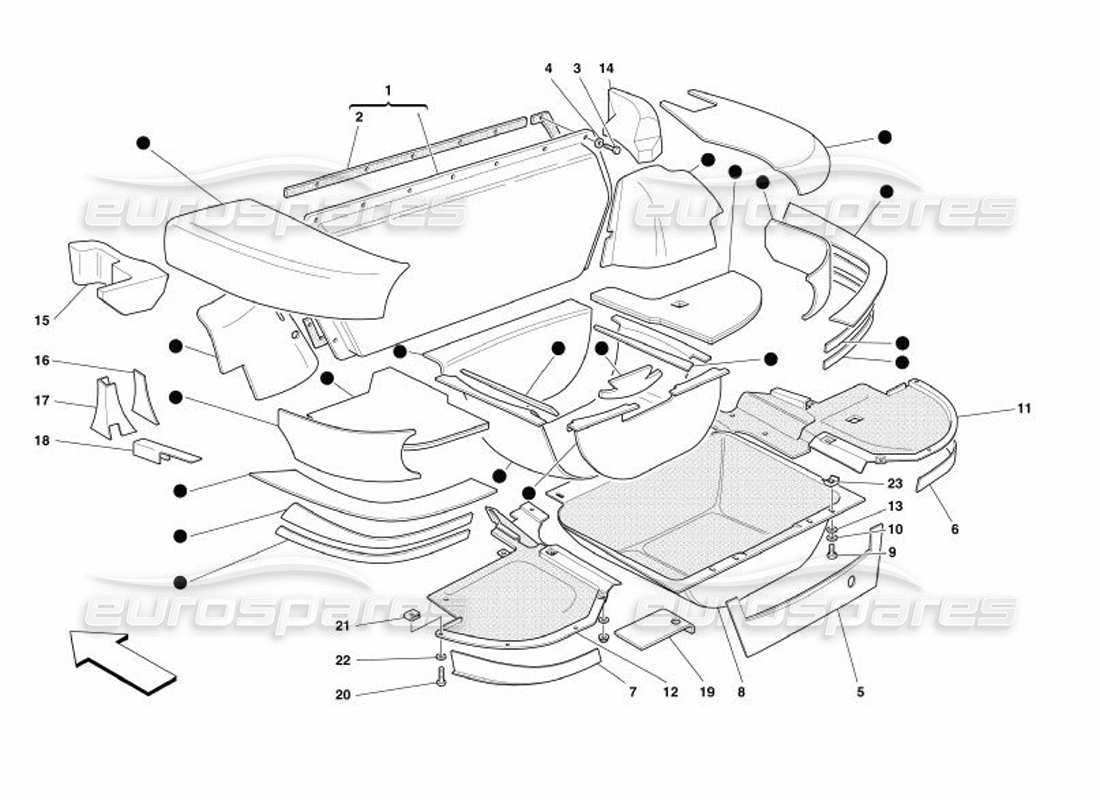 ferrari 575 superamerica isolamento dello stivale diagramma delle parti