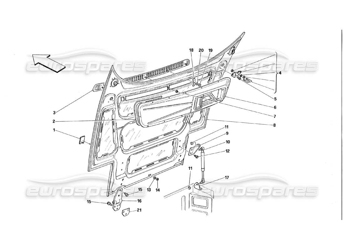 ferrari 348 (1993) tb / ts cofano anteriore diagramma delle parti