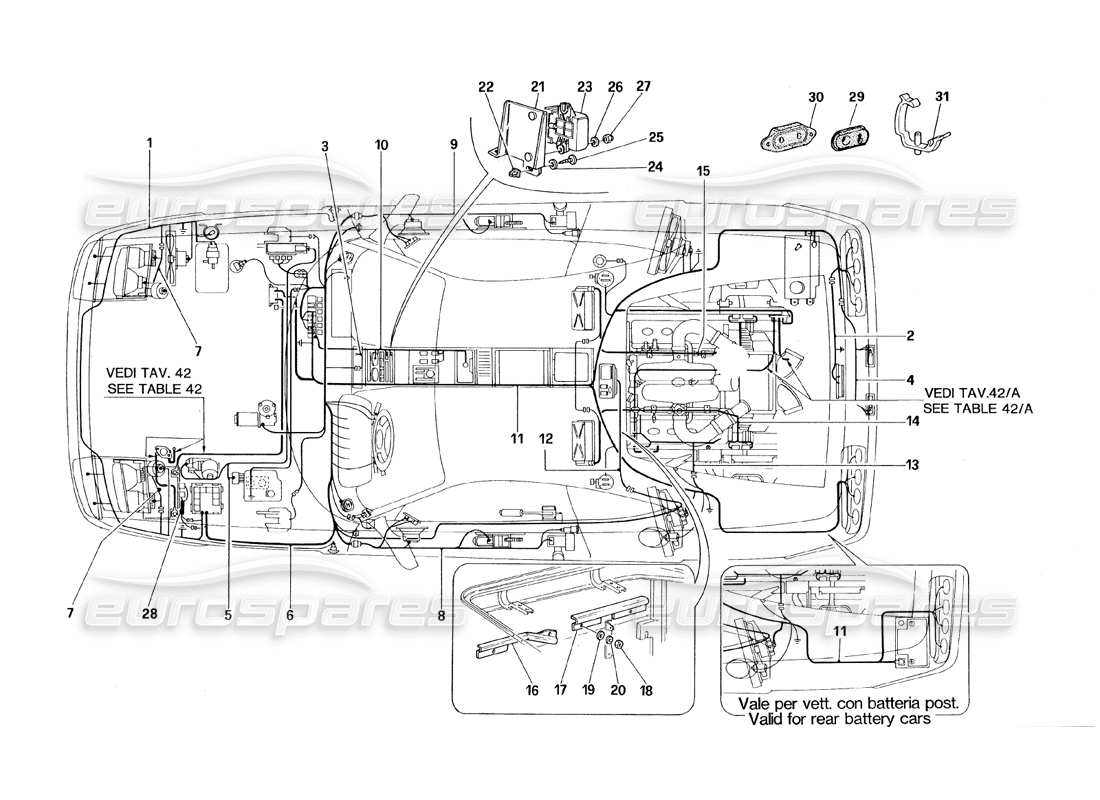 ferrari 348 (1993) tb / ts schema delle parti dell'impianto elettrico