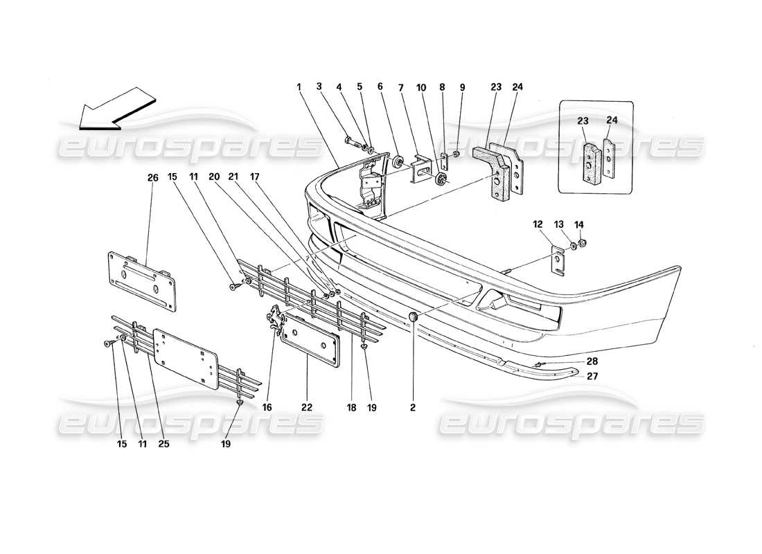 ferrari 348 (1993) tb / ts paraurti anteriore diagramma delle parti