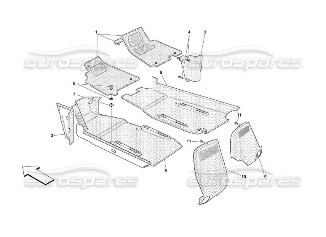 ferrari 575 superamerica rivestimenti e moquette dell'abitacolo passeggeri diagramma delle parti