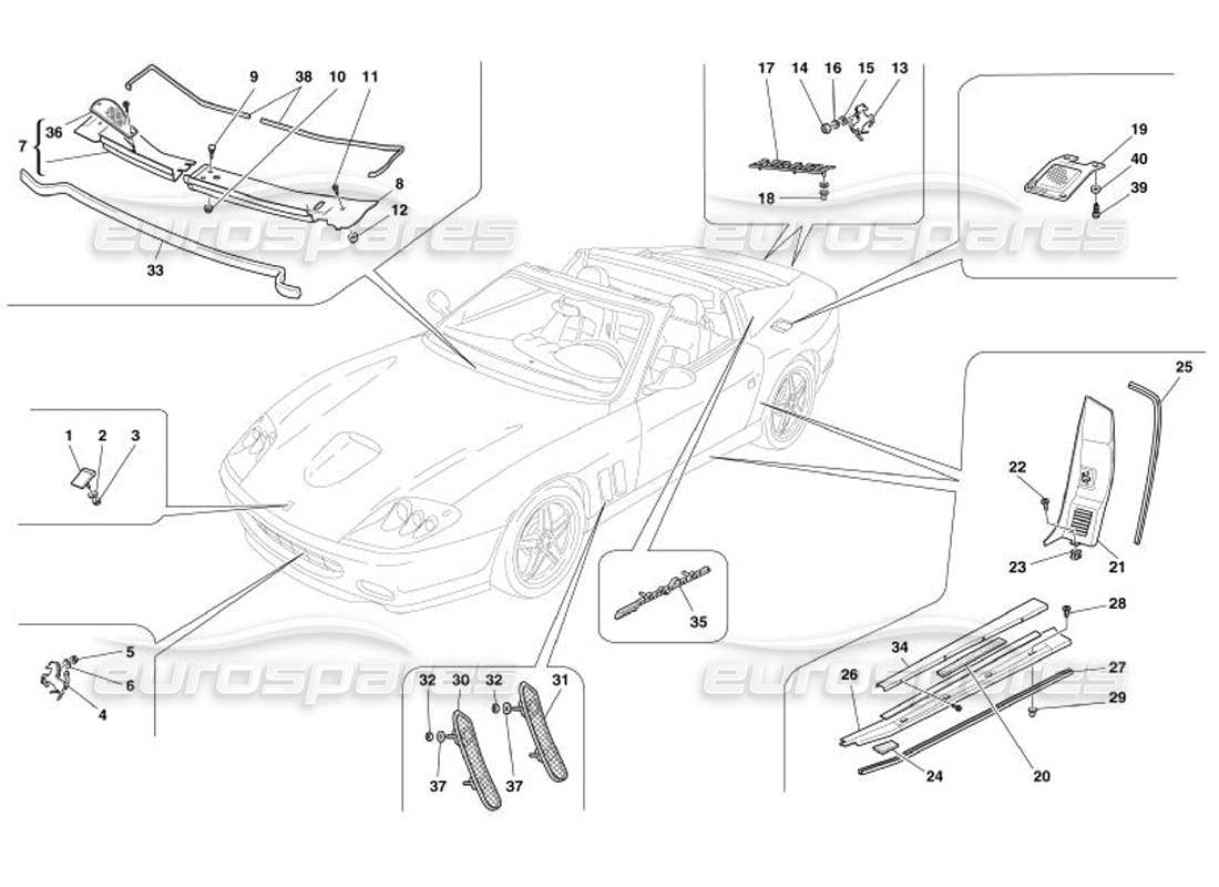 ferrari 575 superamerica finiture esterne diagramma delle parti