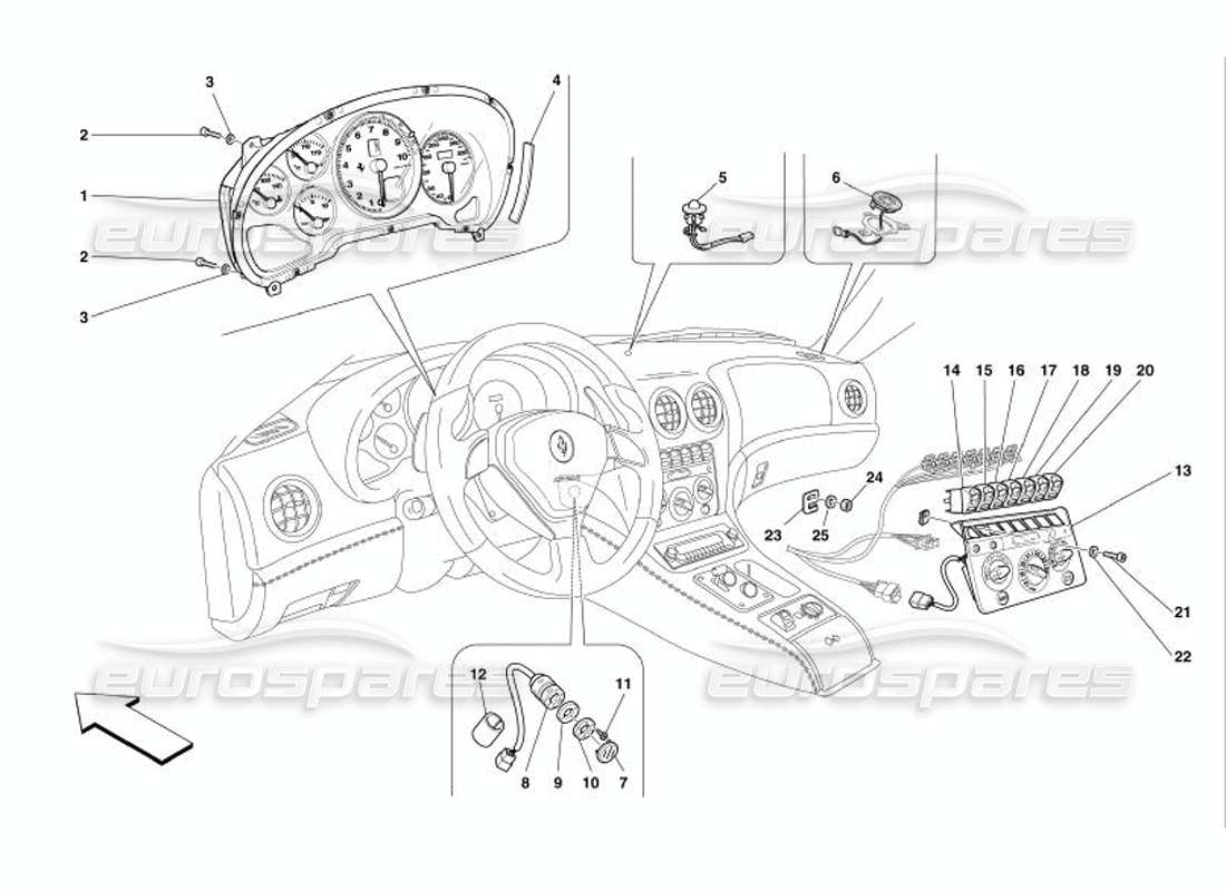 ferrari 575 superamerica strumenti diagramma delle parti