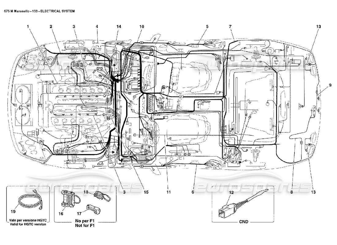 ferrari 575m maranello schema delle parti dell'impianto elettrico