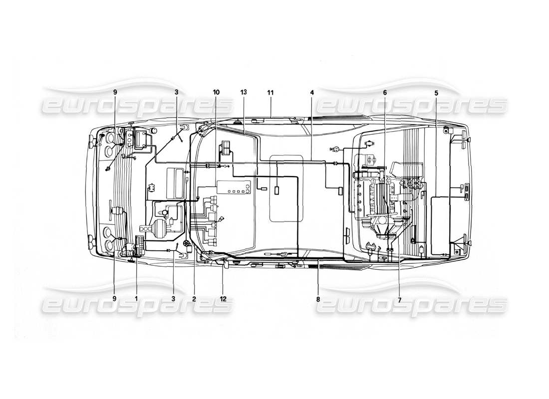 ferrari mondial 3.0 qv (1984) sistema elettrico diagramma delle parti