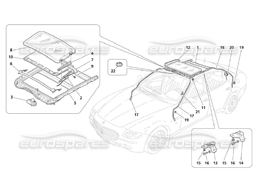 maserati qtp. (2006) 4.2 tetto rimovibile diagramma delle parti