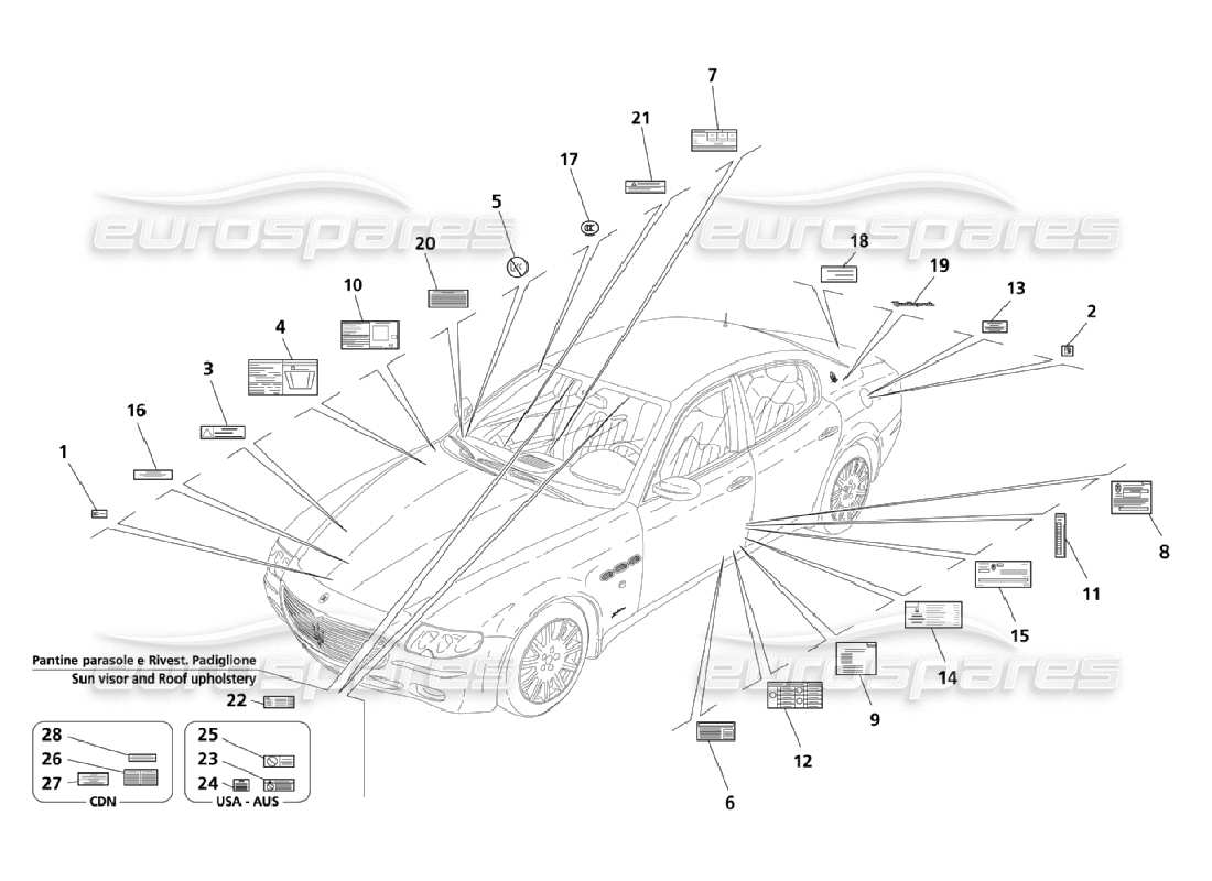 maserati qtp. (2006) 4.2 adesivi e targhe diagramma delle parti
