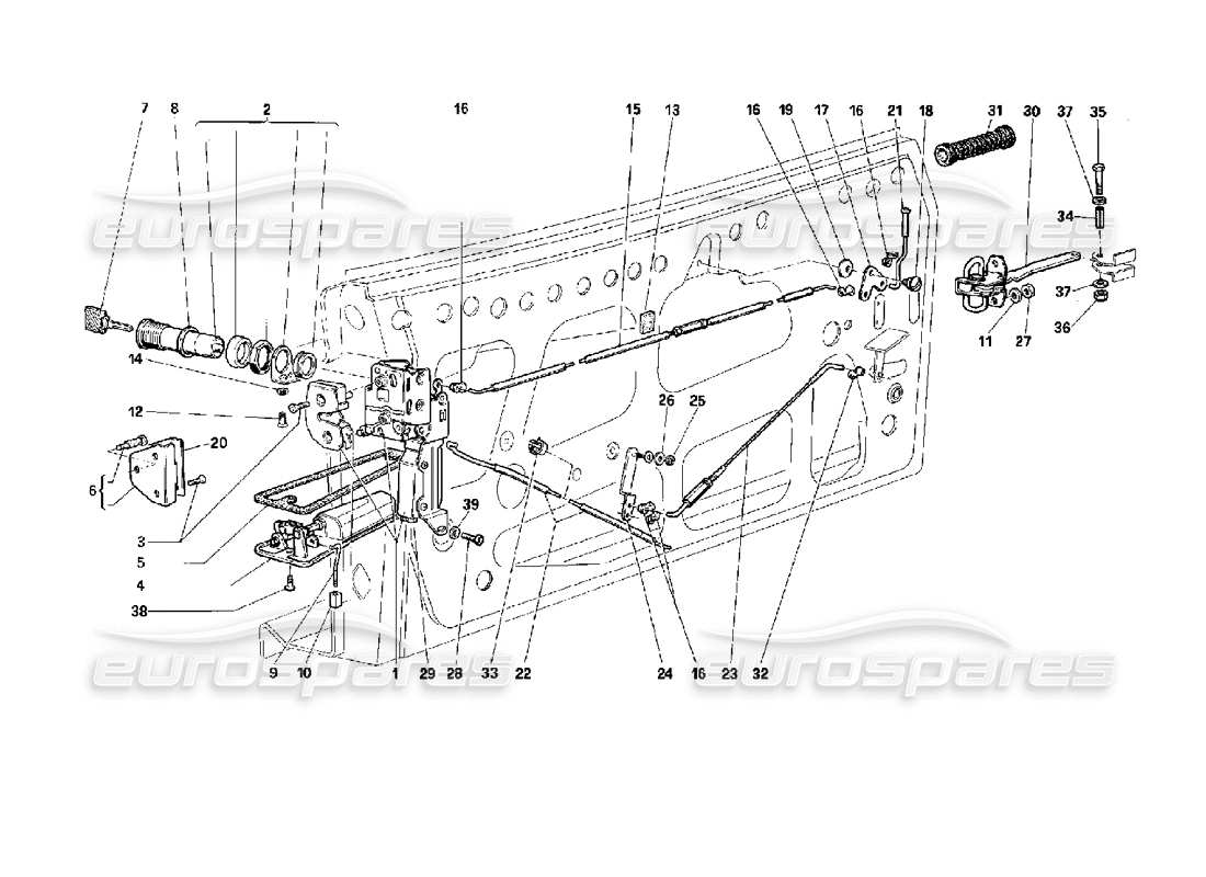 ferrari 512 tr porta: diagramma delle parti del dispositivo di bloccaggio