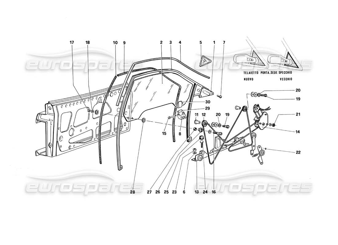 ferrari testarossa (1990) portiera - alzacristallo elettrico diagramma delle parti