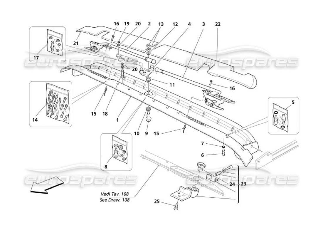 maserati 4200 spyder (2005) schema della parte di chiusura anteriore della capote