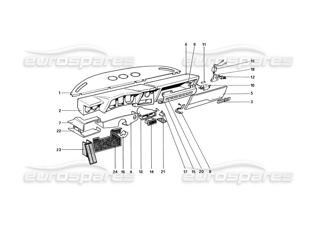 ferrari 512 bbi schema delle parti del quadro strumenti