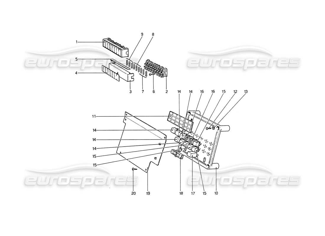 ferrari 208 gt4 dino (1975) fusibili e relè diagramma delle parti