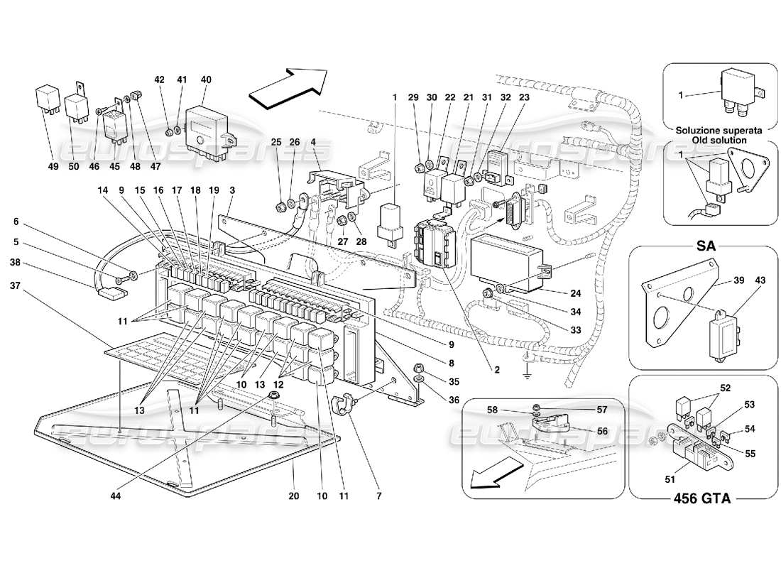 ferrari 456 gt/gta quadri elettrici diagramma delle parti