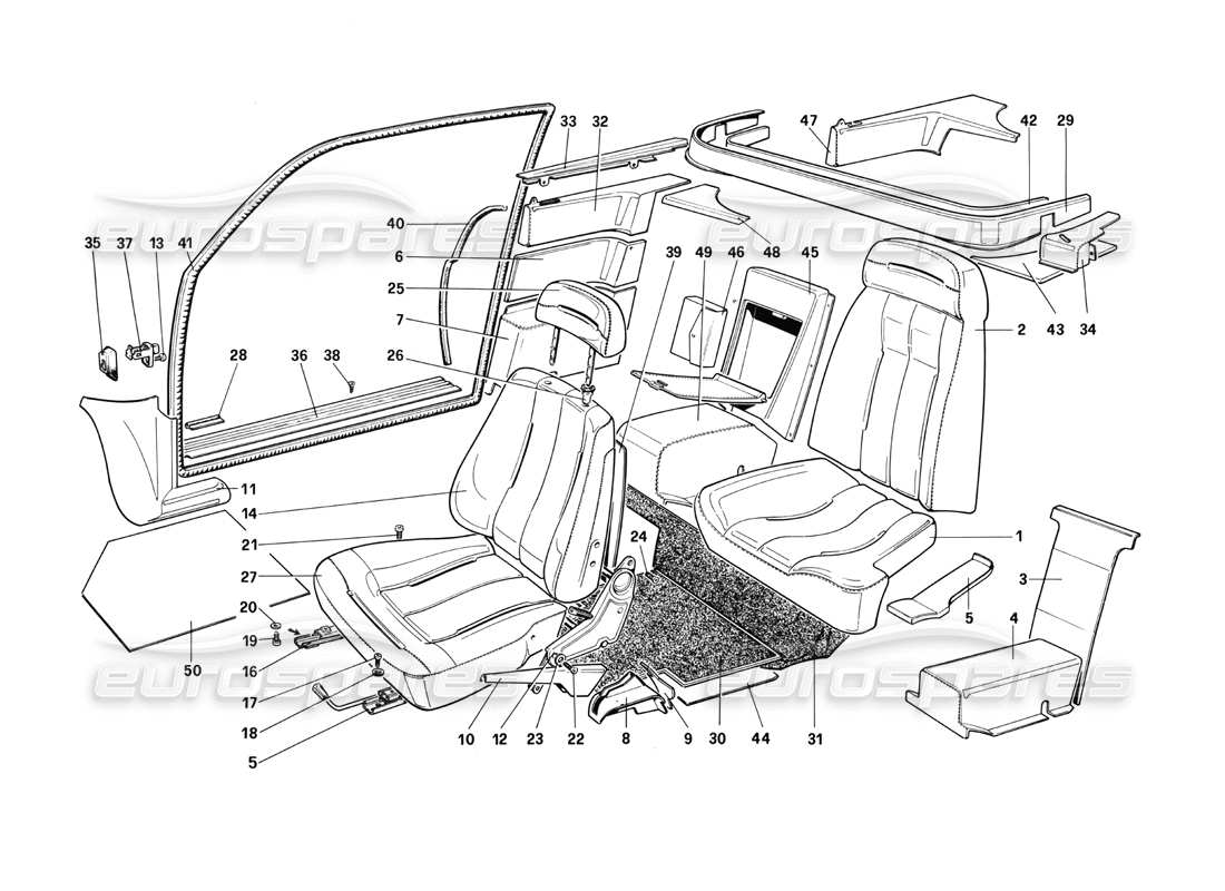ferrari mondial 3.0 qv (1984) sedili - quattrovalvole diagramma delle parti