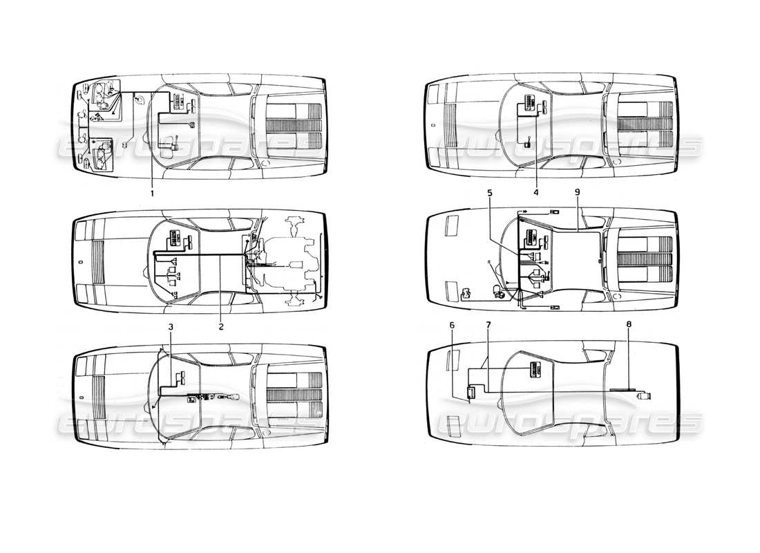 ferrari 365 gt4 berlinetta boxer sistema elettrico diagramma delle parti