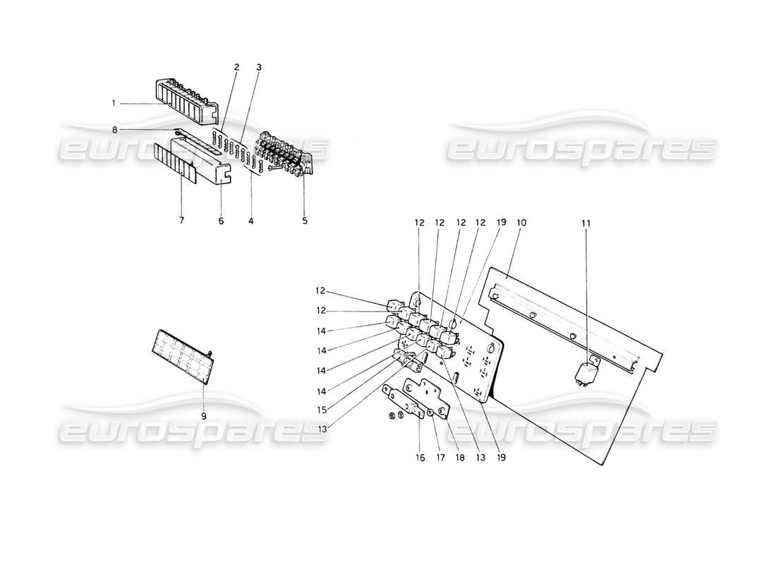 ferrari 512 bb fusibili e relè diagramma delle parti