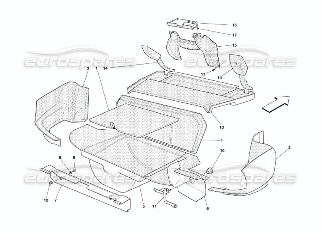 ferrari 575 superamerica tappezzeria del bagagliaio diagramma delle parti