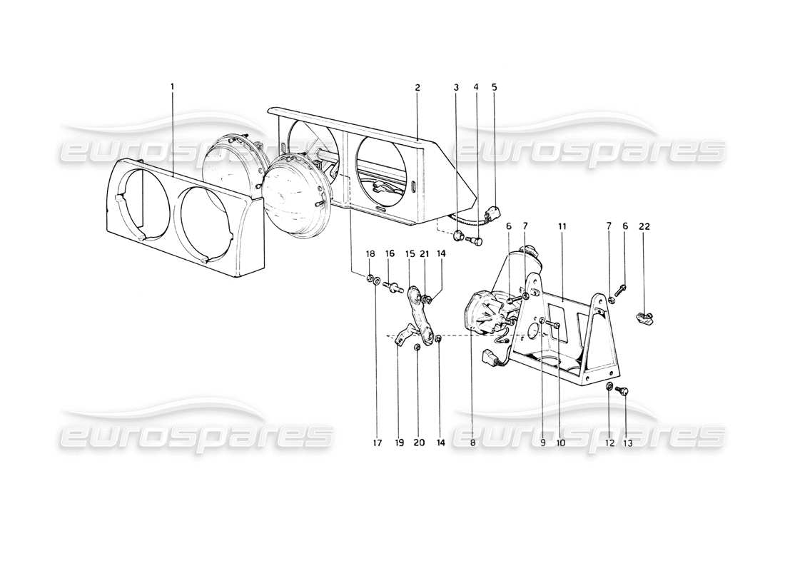ferrari 512 bb schema delle parti del dispositivo di sollevamento dei fari