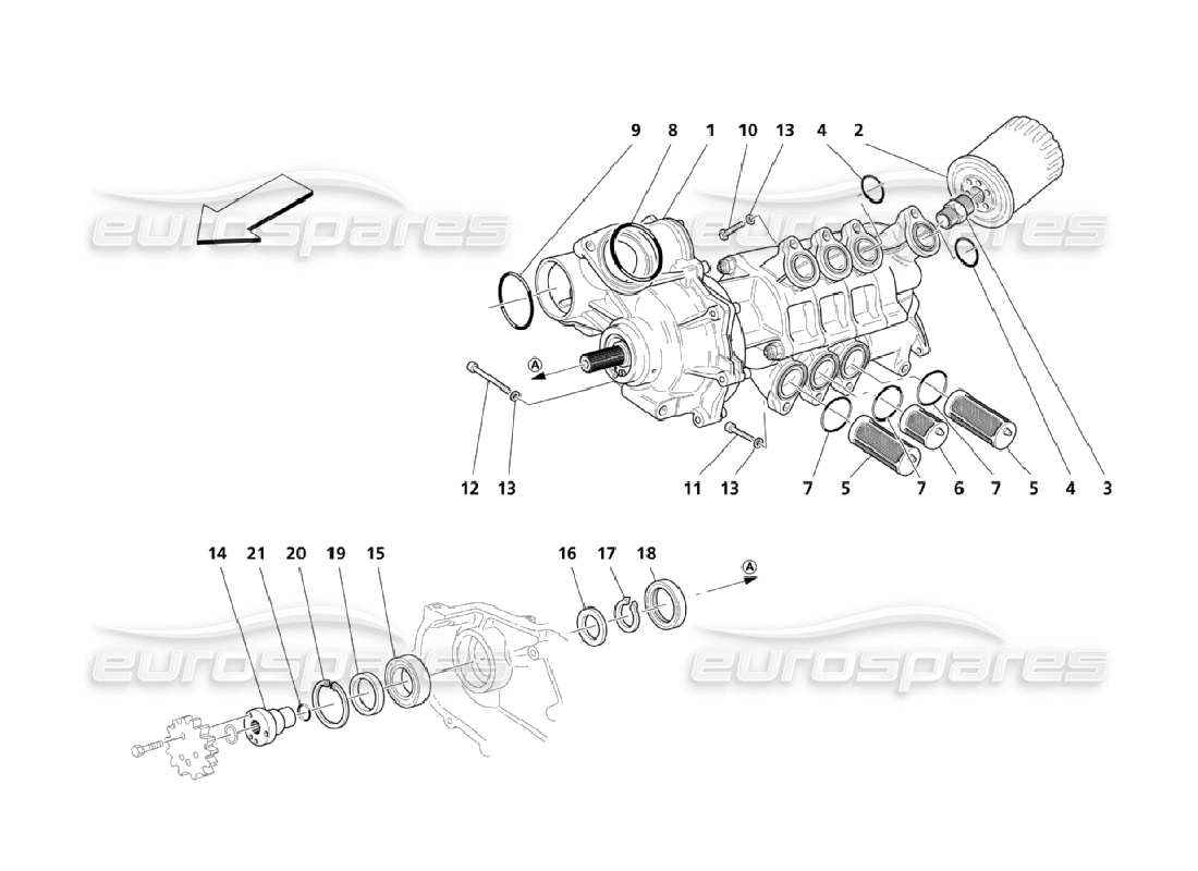 maserati qtp. (2006) 4.2 lubrificazione: pompa e filtro schema delle parti
