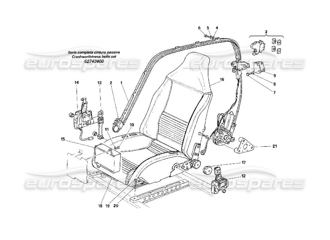 ferrari f40 sedili - cinture di sicurezza passive -valido per gli usa- schema delle parti