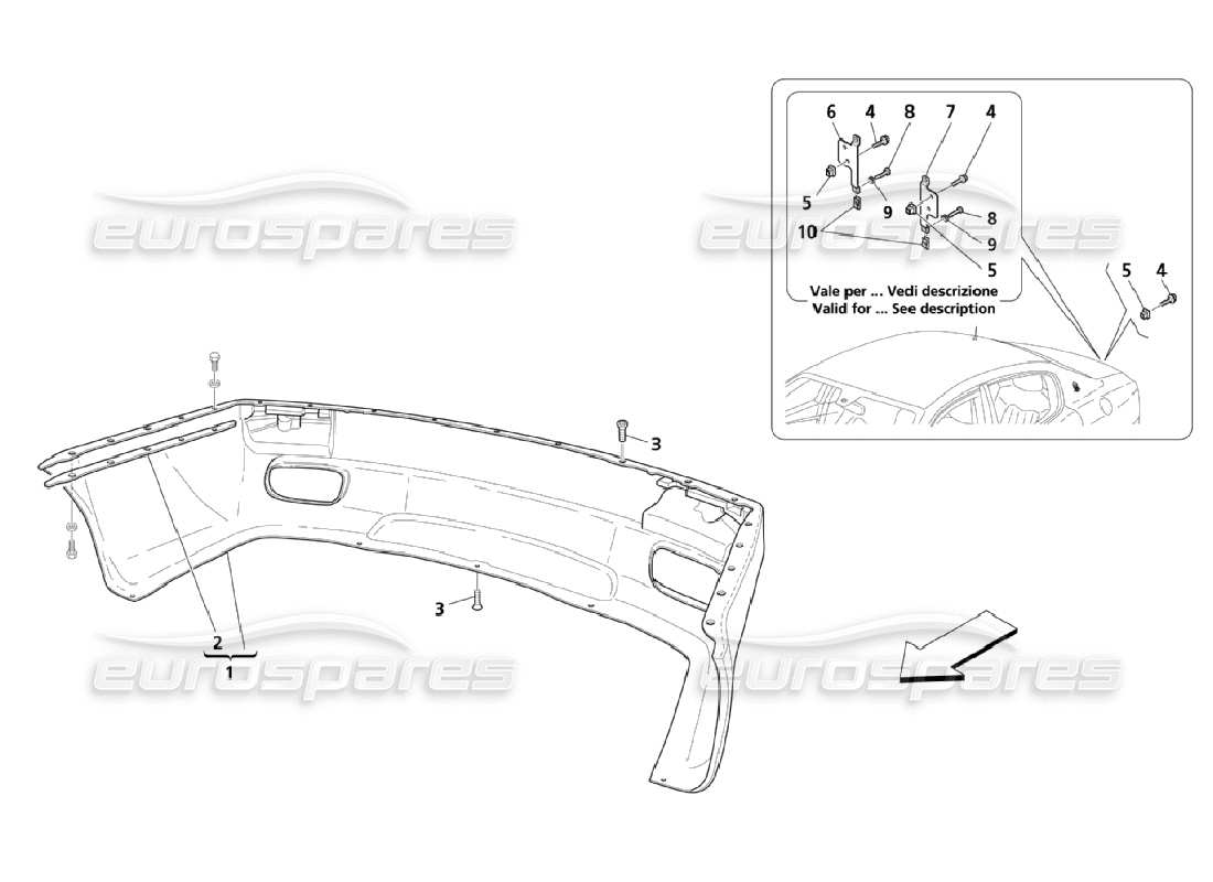 maserati qtp. (2006) 4.2 schema delle parti paraurti posteriore