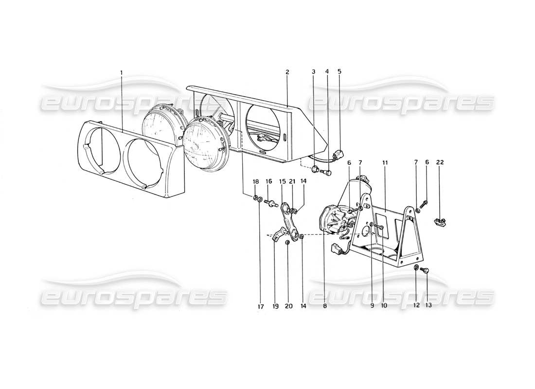 ferrari 365 gt4 berlinetta boxer schema delle parti del dispositivo di sollevamento dei fari