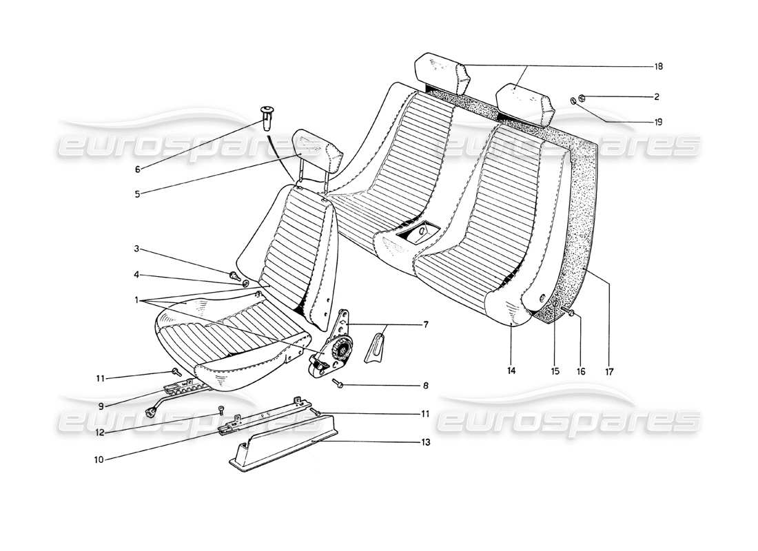ferrari 208 gt4 dino (1975) posti a sedere diagramma delle parti
