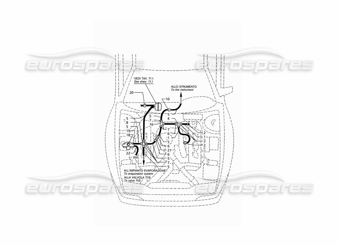 maserati ghibli 2.8 (abs) schema delle parti del sistema di aspirazione (guida sinistra).