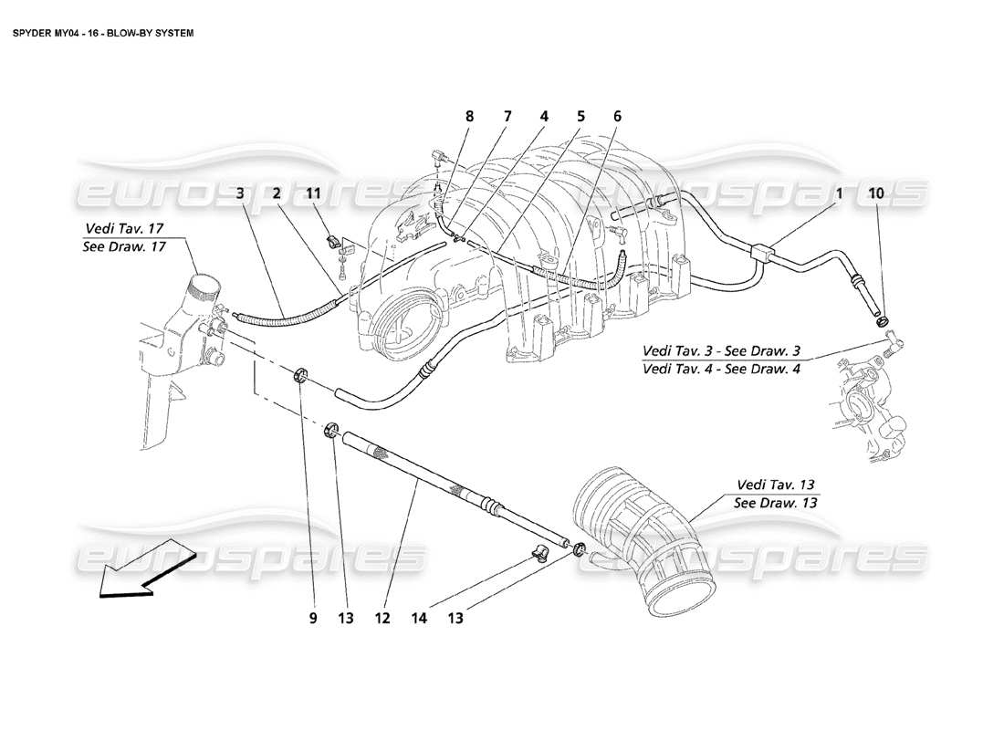 maserati 4200 spyder (2004) colpo: diagramma delle parti del sistema