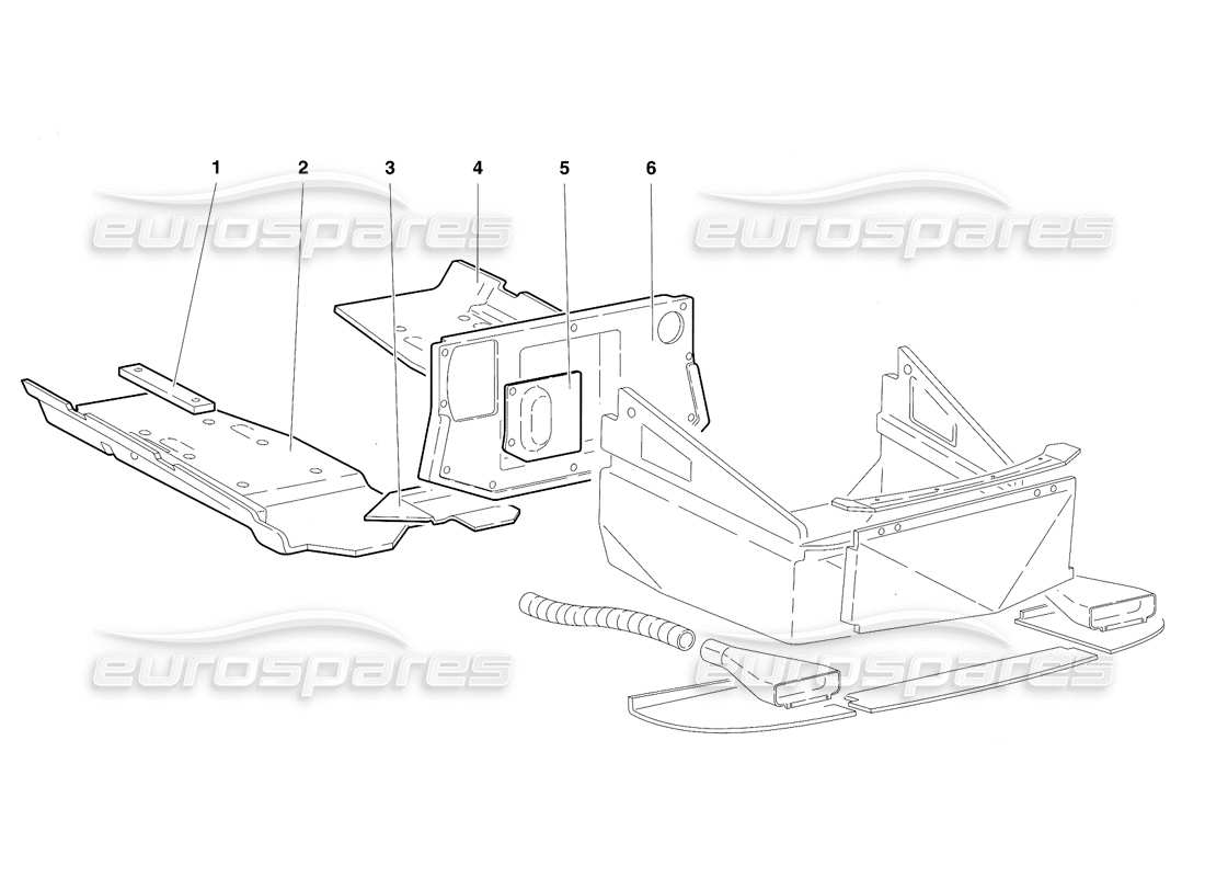 lamborghini diablo vt (1994) pannelli del pavimento del telaio (valido per versione rh d. - aprile 1994) diagramma delle parti