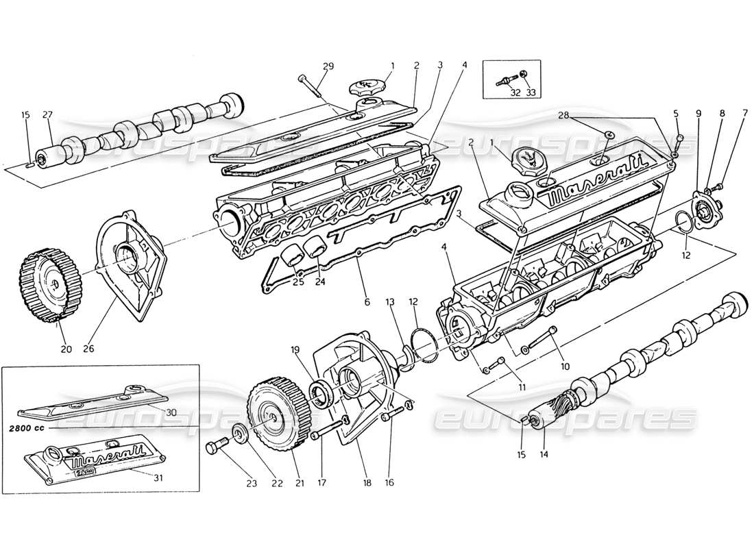 un diagramma delle parti dal catalogo delle parti maserati 222 / 222e biturbo