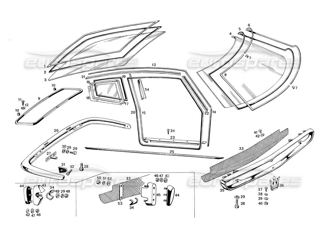 un diagramma delle parti dal catalogo delle parti maserati ghibli (1967-1973)